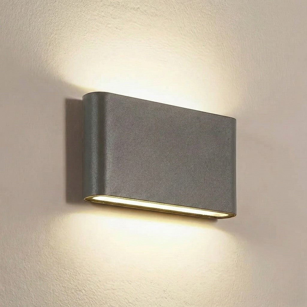 Zewnętrzna lampa ścienna LED IP65, wodoodporna, aluminiowa, czarna, biała lub szara, do ogrodu, na taras i werandę, nowoczesny design, 6 W lub 12 W | Sansoti