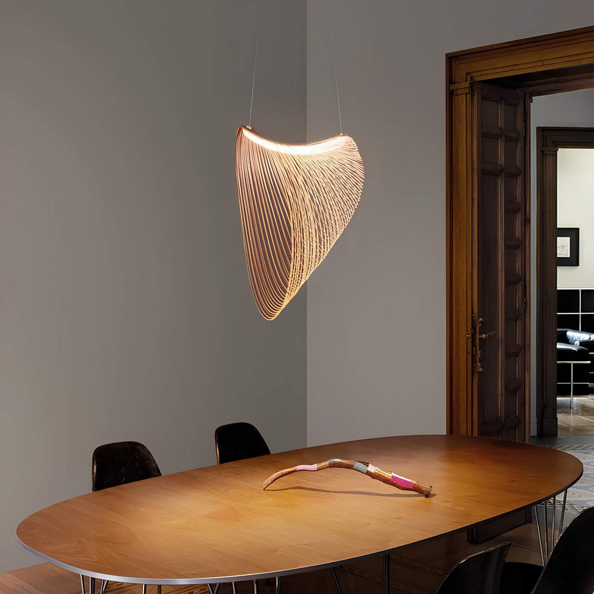 Hanglamp Metaal met Eiken Accent Modern Scandinavisch Design E27 Fitting voor Eetkamer Keuken Woonkamer | Sansoti
