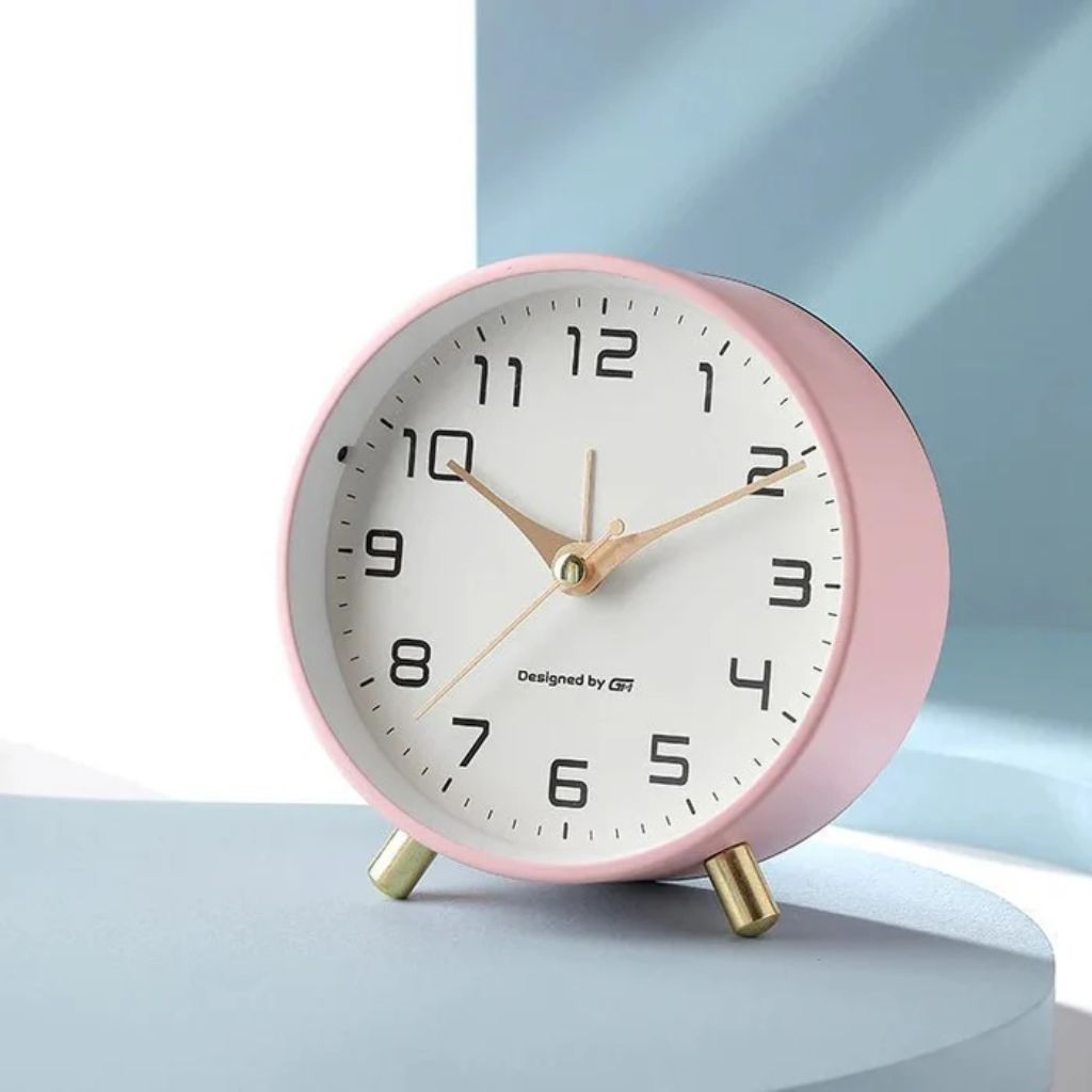 Leise Tischuhr aus Metall im skandinavischen Design, Durchmesser 12 cm, Blau Grün Weiß Schwarz Gelb Rosa, Wohnzimmer Schreibtisch | Sansoti