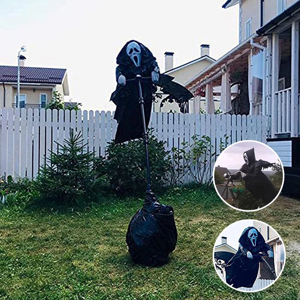 Schwebendes Gespenst, 200 cm, mit Stützstange für Garten und Eingangsbereich, Halloween-Außendekoration und Partydekoration | Sansoti