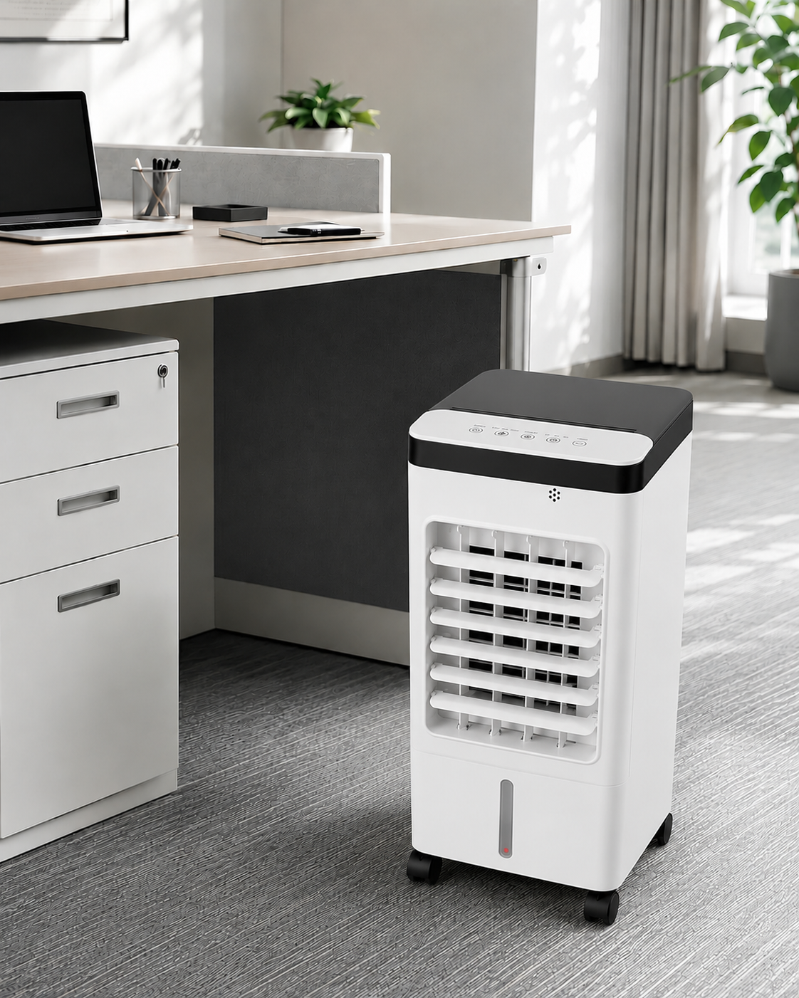 Mobiele Luchtcirculatiebuis met Vernevelaar Timer voor Thuiskantoor Verkoeling Bureau Koeling Tafelventilator | Sansoti
