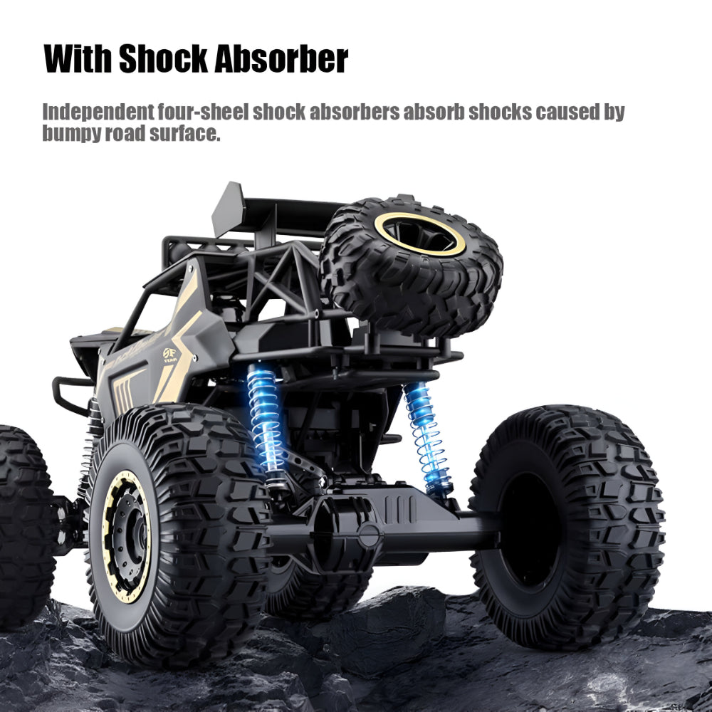 Bestuurbare Monstertruck Terreinwagen Metalen Chassis 4WD RC Auto Zwart Goud | Sansoti