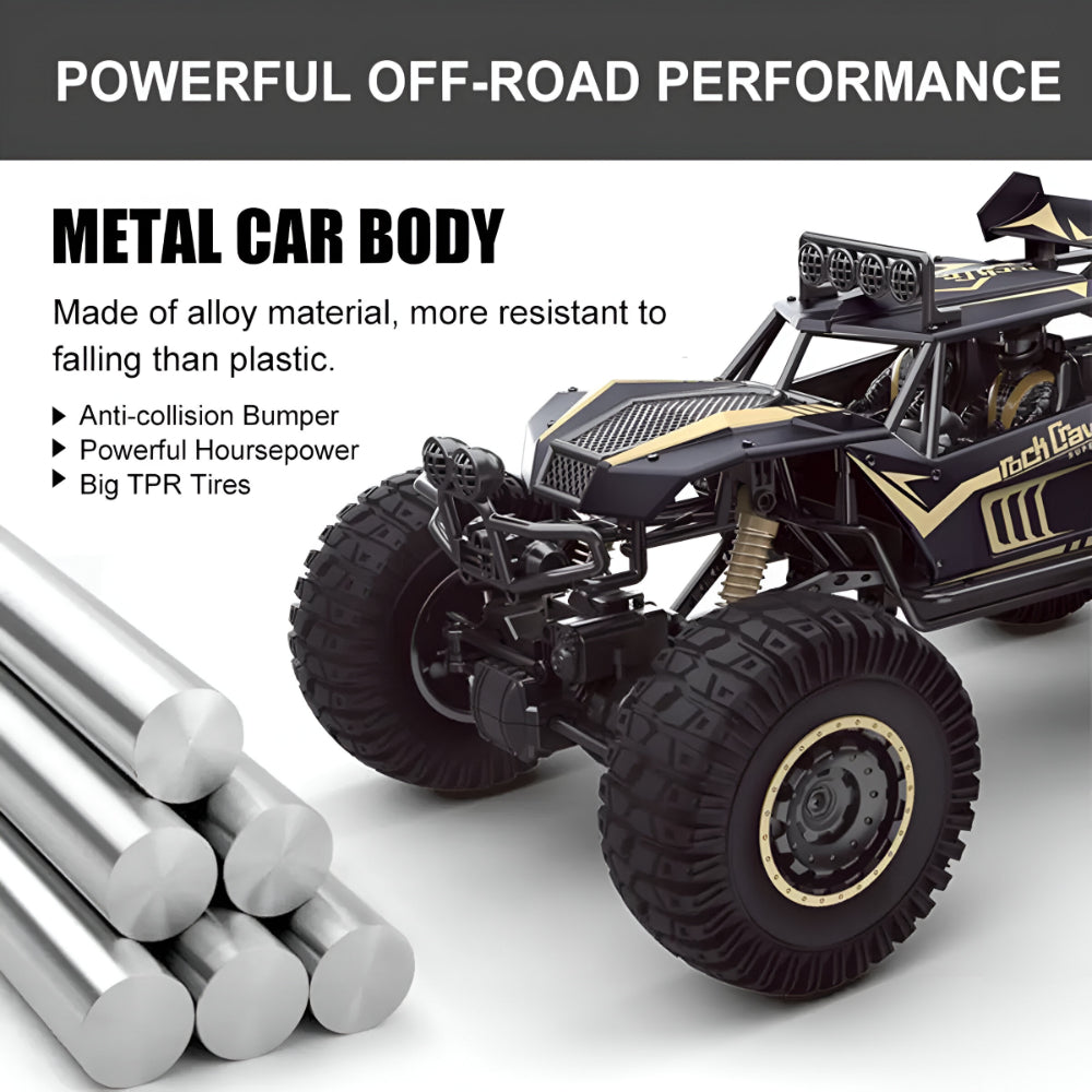 Bestuurbare Monstertruck Terreinwagen Metalen Chassis 4WD RC Auto Zwart Goud | Sansoti