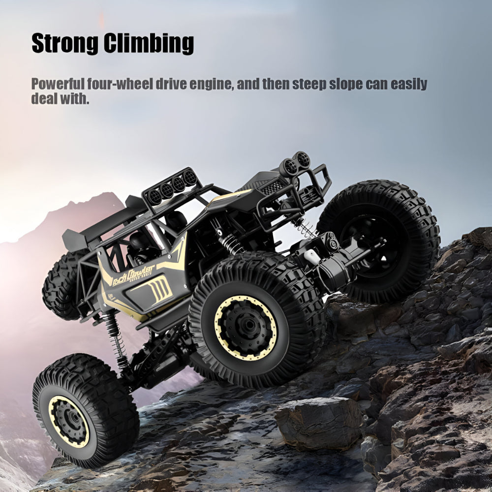 Bestuurbare Monstertruck Terreinwagen Metalen Chassis 4WD RC Auto Zwart Goud | Sansoti