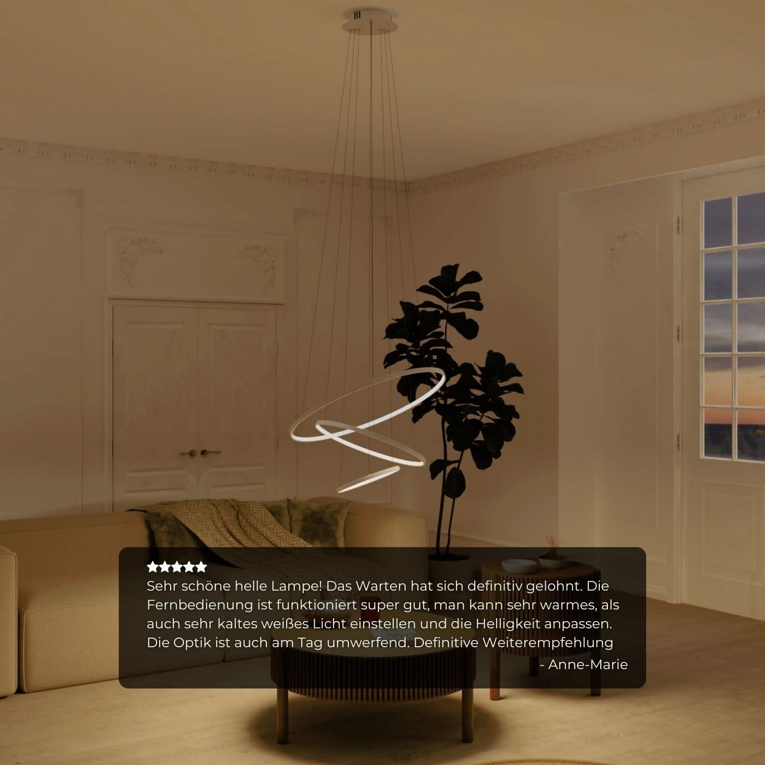 Moderne ring hanglamp met zwevend 3-ringen design | Sansoti