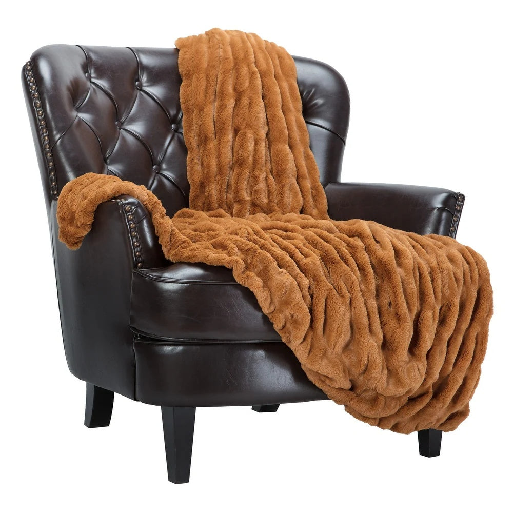 Faux Fur Throw Double-Sided Velvety Soft Warm Comfortable Decorative Cozy Living Room Bedroom | Sansoti