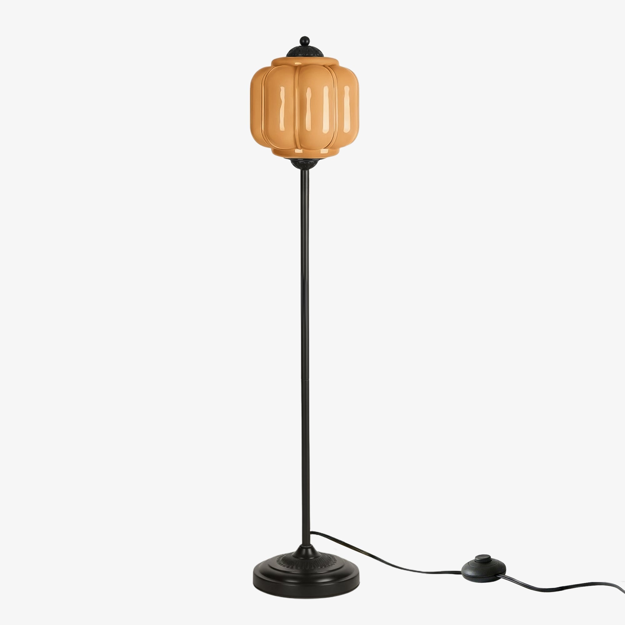 Decoratieve Glazen Pompoen Vloerlamp Retro Organische Stijl Woonkamer Staande Lamp | Sansoti