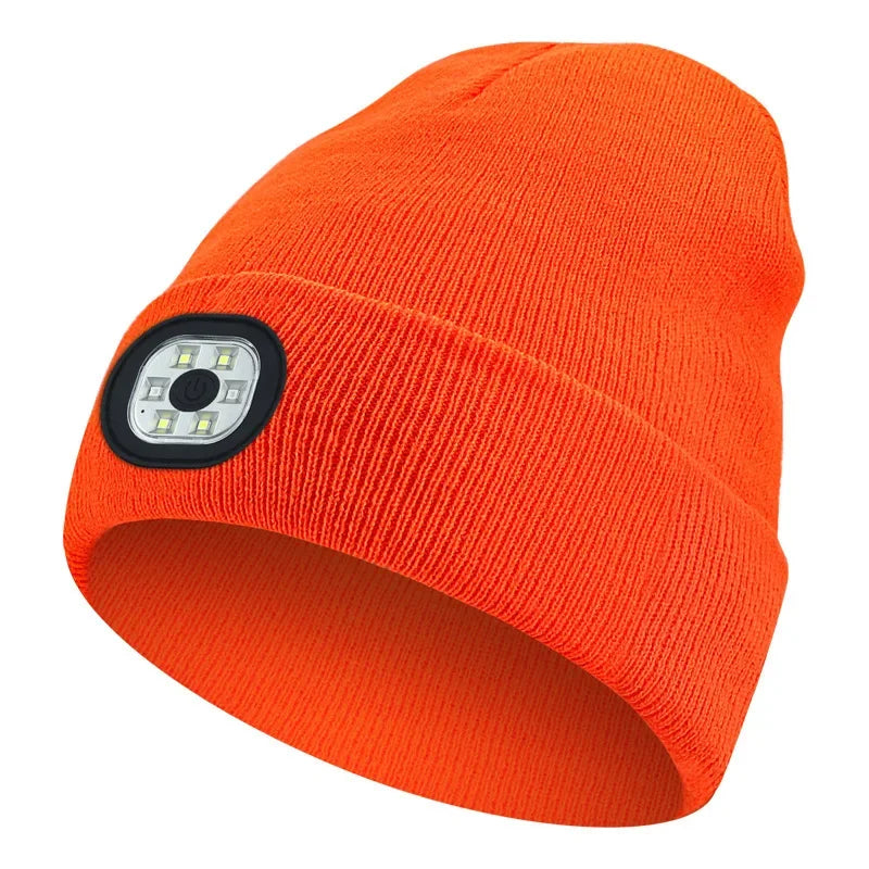 Knitted Winter Hat with Rechargeable LED Light Hands-Free Headlamp for Outdoor Winter Activities | Sansoti