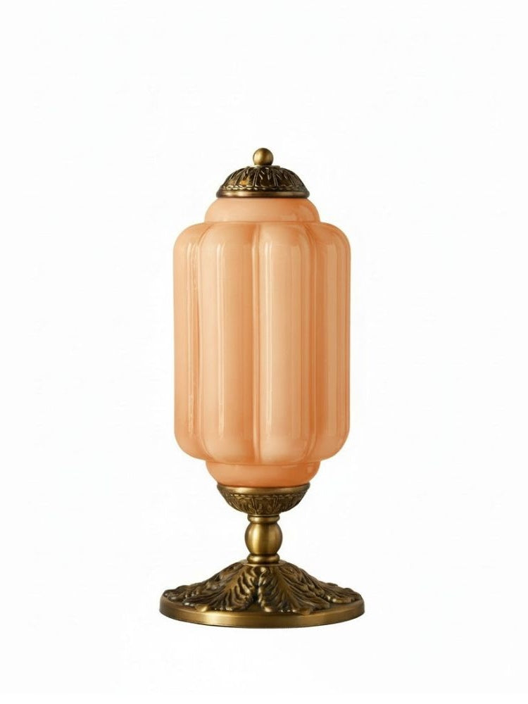 Vintage Glazen Tafellamp met Messing of Zwarte Afwerking | Sansoti