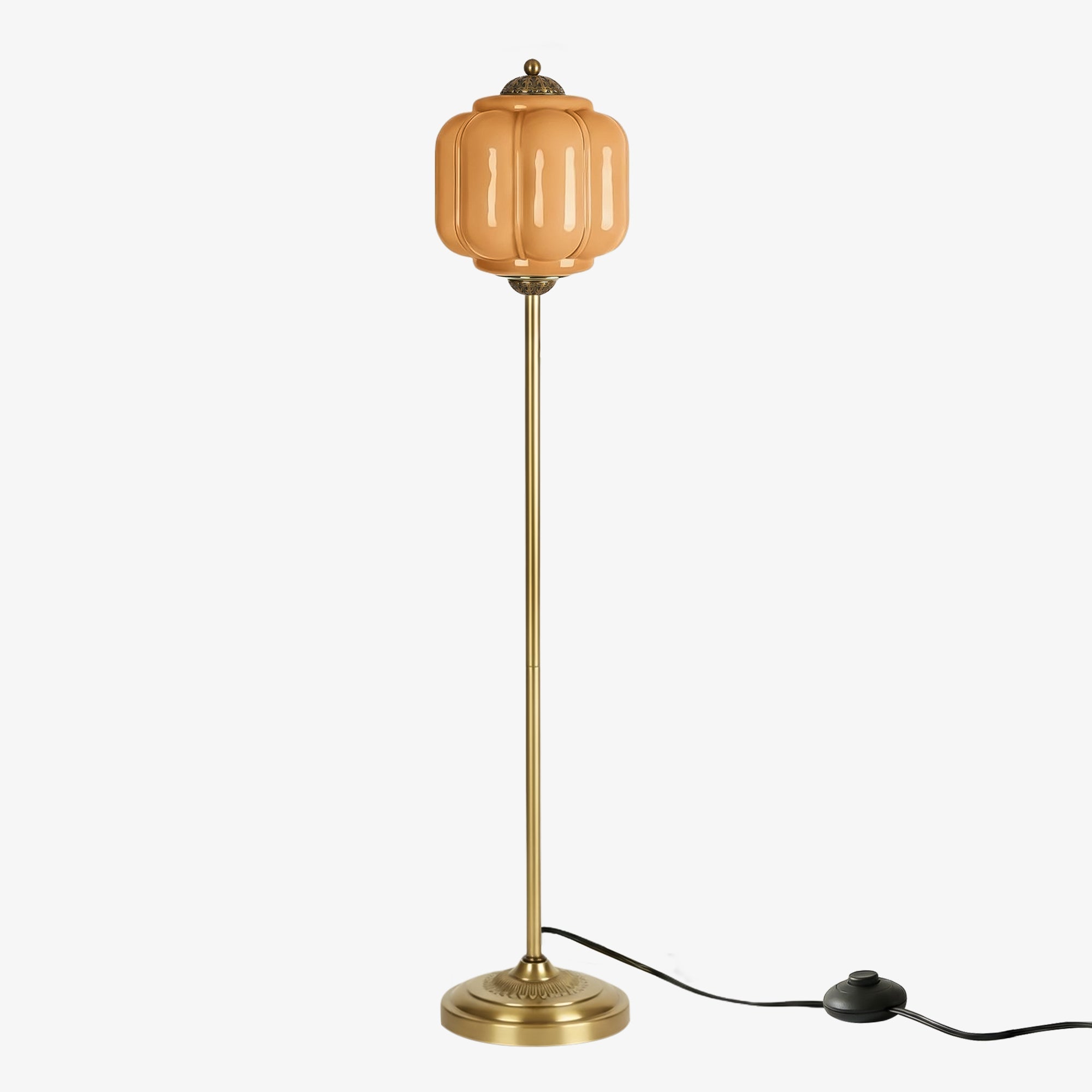 Decoratieve Glazen Pompoen Vloerlamp Retro Organische Stijl Woonkamer Staande Lamp | Sansoti