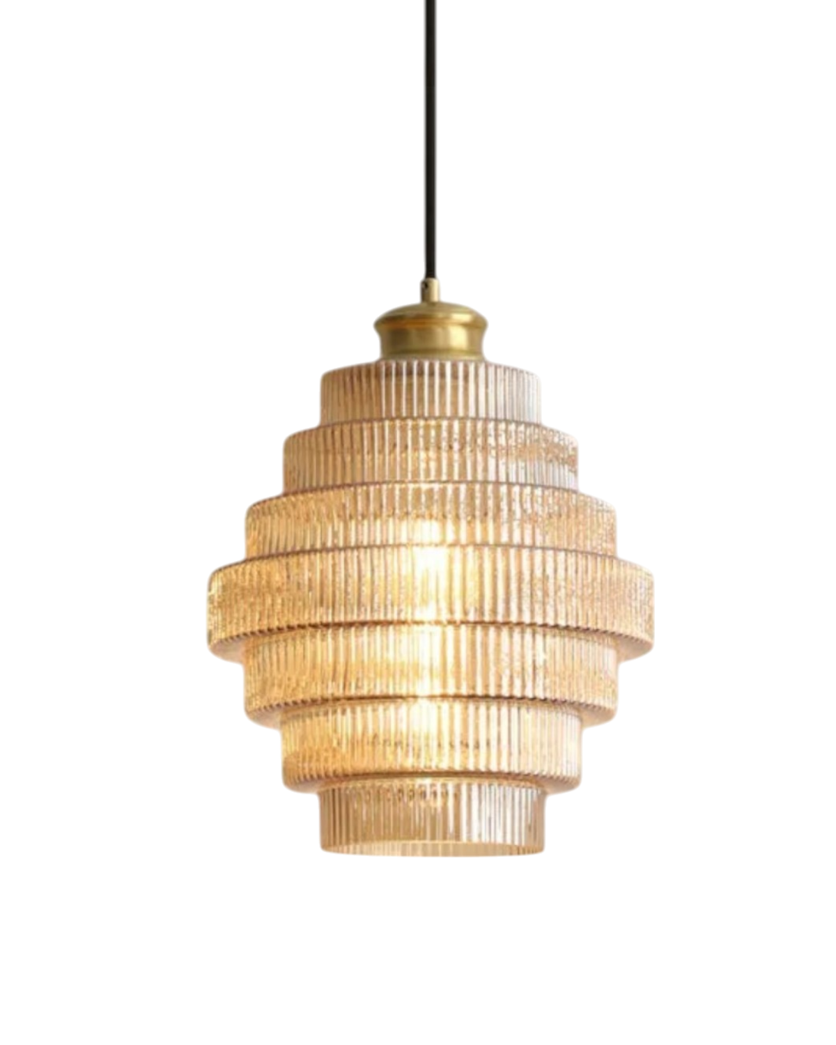 Suspension moderne en verre à étages avec détail doré pour salle à manger et salon – éclairage design luxueux | Restfield