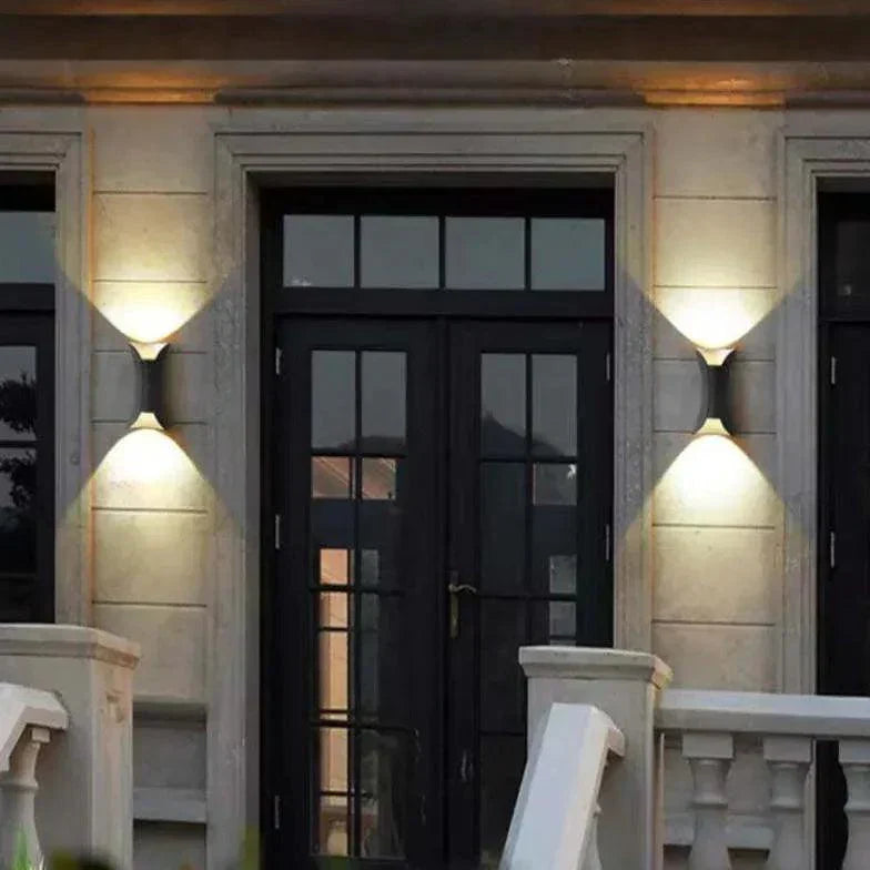 LED-Außenwandleuchte aus Metall in Goldfarbe, IP65 wasserdicht, für Garten, Terrasse und Balkon, Außenbeleuchtung | Sansoti