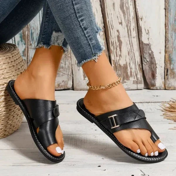 Orthopedische Leren Sandalen met Voetgewelfsteun en Hallux Valgus Correctie Dames Comfortsandalen Retro Stijl | Sansoti