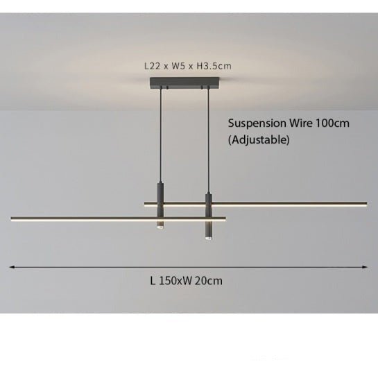 Lineare dimmbare LED-Hängeleuchte mit verstellbarem Kabel für Esstisch und Kücheninsel, moderne Beleuchtung, Schwarz | Sansoti