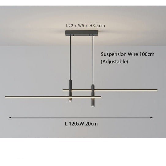 Lineare dimmbare LED-Hängeleuchte mit verstellbarem Kabel für Esstisch und Kücheninsel, moderne Beleuchtung, Schwarz | Sansoti