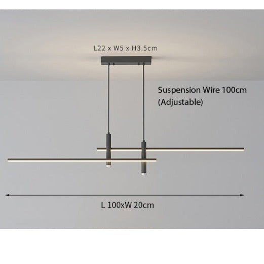 Lineare dimmbare LED-Hängeleuchte mit verstellbarem Kabel für Esstisch und Kücheninsel, moderne Beleuchtung, Schwarz | Sansoti