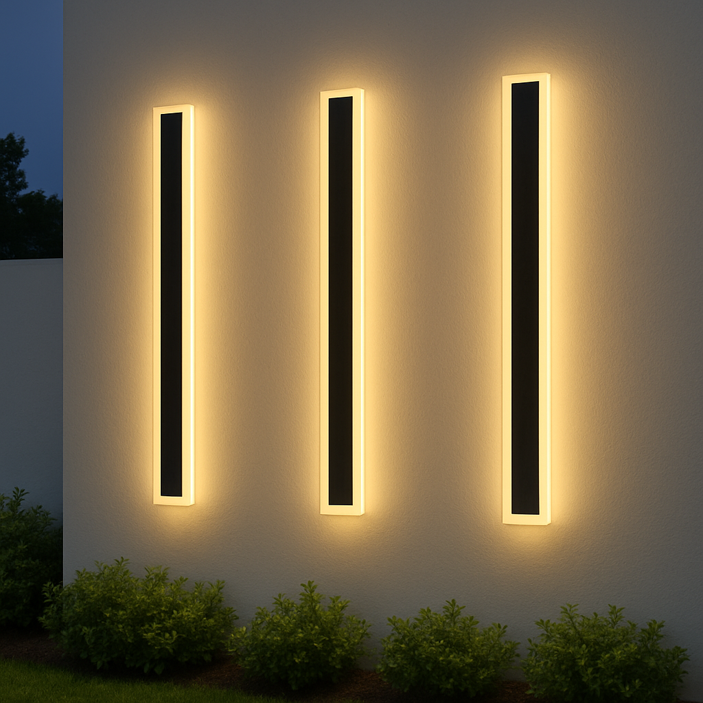 Schlichte LED-Außenwandleuchte mit Linienbeleuchtung | Moderne lineare Wandleuchte für Fassade, Garten, Balkon und Terrasse | Sansoti
