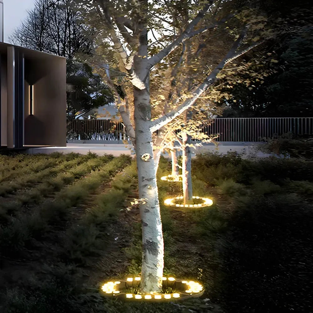 LED-owa lampa ogrodowa do podświetlania drzew, aluminiowa, odporna na warunki atmosferyczne, oświetlenie zewnętrzne akcentowe, średnica 31-44cm, nastrojowe oświetlenie ogrodu | Sansoti