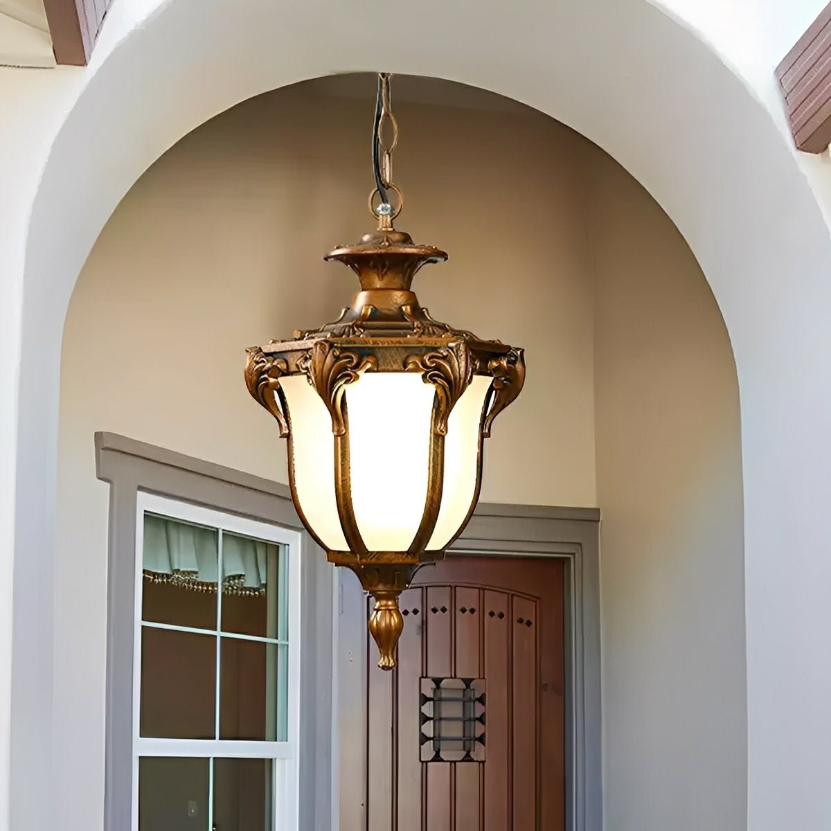 Suspension LED étanche pour extérieur, verre vintage et aluminium, IP65, lampe de jardin, éclairage de terrasse et de balcon | Sansoti