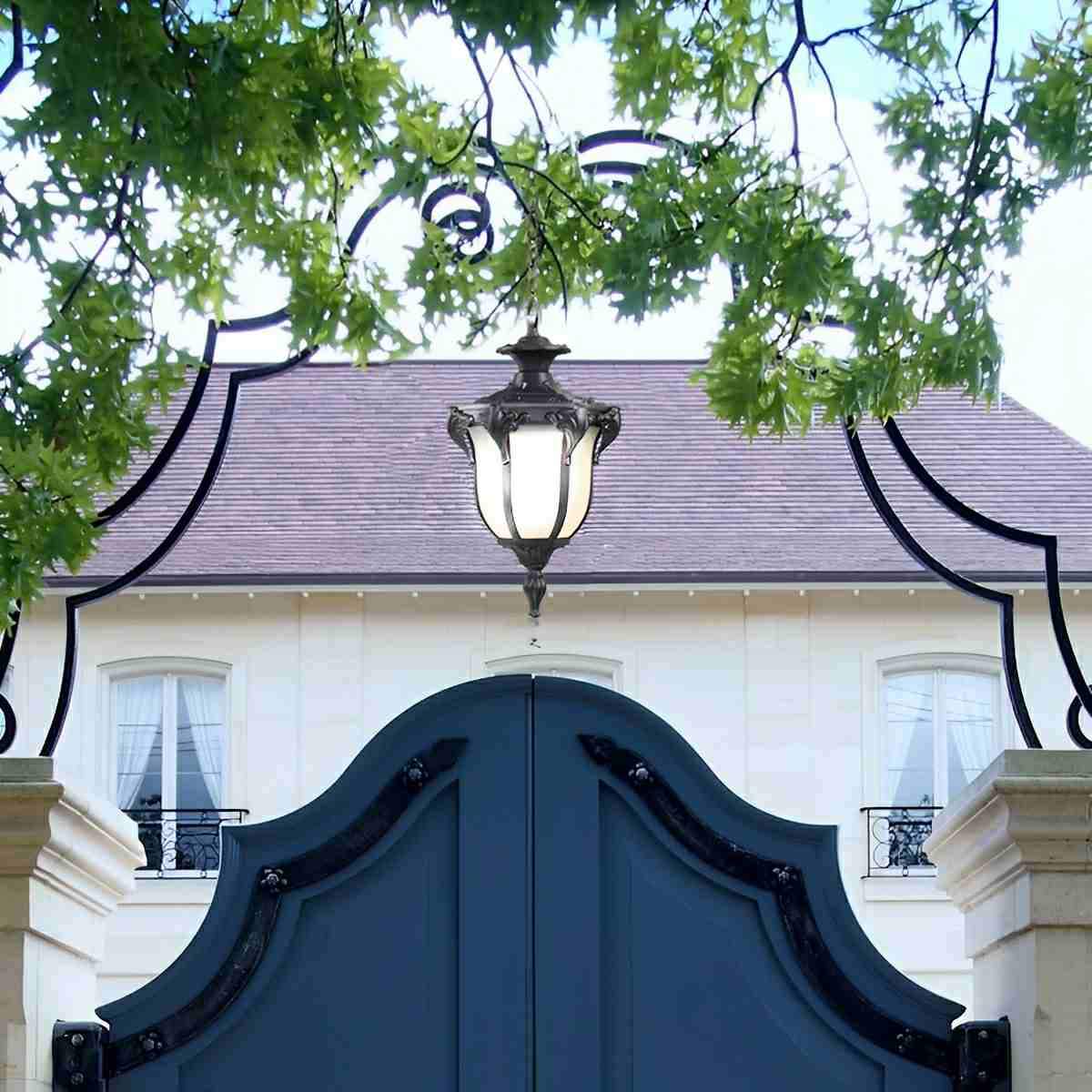 Suspension LED étanche pour extérieur, verre vintage et aluminium, IP65, lampe de jardin, éclairage de terrasse et de balcon | Sansoti
