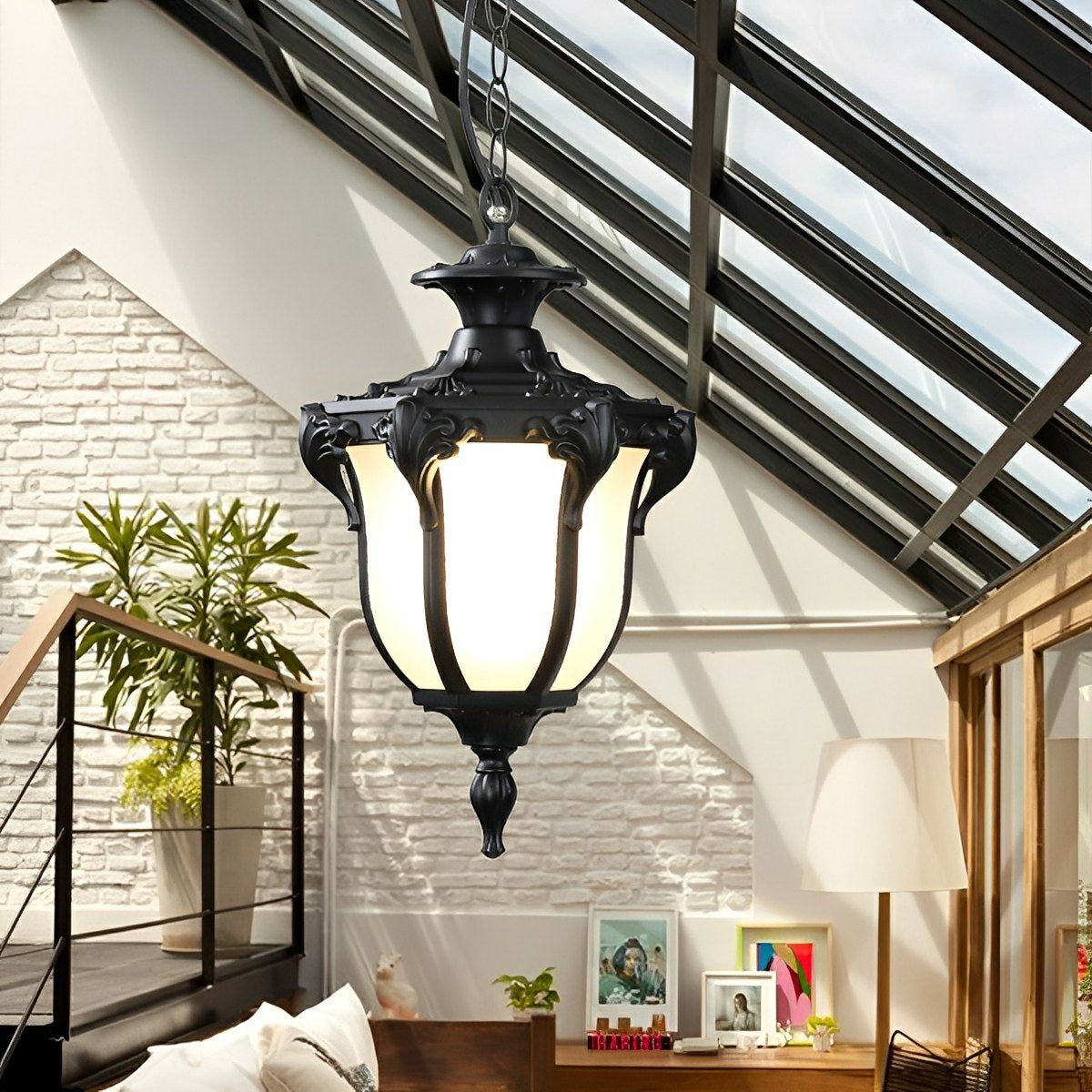 Suspension LED étanche pour extérieur, verre vintage et aluminium, IP65, lampe de jardin, éclairage de terrasse et de balcon | Sansoti