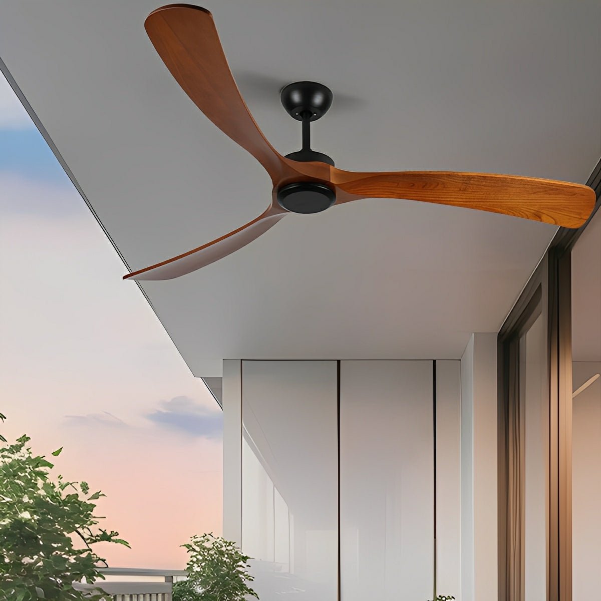 Ceiling Fan Walnut Black Reversible Water-Resistant 6 Speeds Remote Control Patio Bedroom | Sansoti