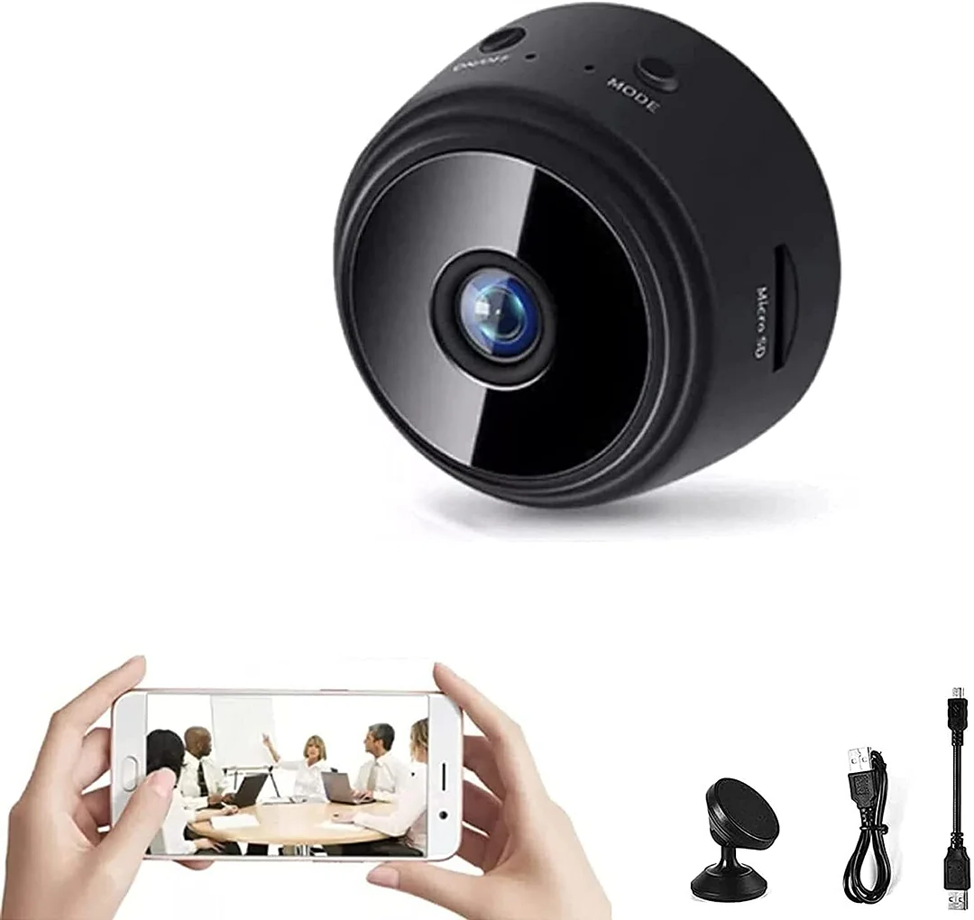 Kompakte WLAN-Überwachungskamera 1080p mit Magnetbefestigung, Nachtsicht, 150°-Blickwinkel und App-Steuerung für innen und außen | Sansoti