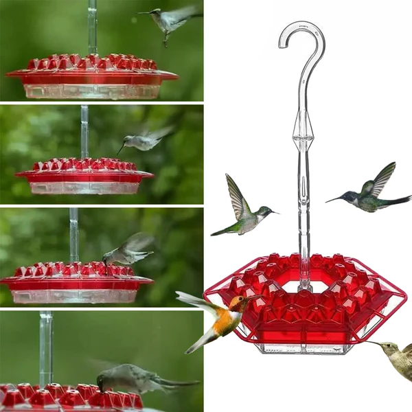 Kolibri-Futterstation mit 30 Futteröffnungen, Ameisensperre, Aufhängehaken, Gartendekoration, Vogelfütterung für den Garten | Sansoti
