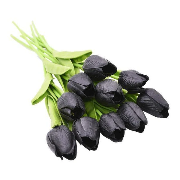 Künstliche Tulpen Set mit 10 Stück PU-Blumen Dekoration Wohnzimmer Vasenarrangement Natürliches Interieur-Styling Blumenstrauß | Sansoti