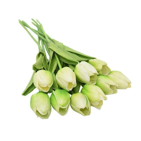 Künstliche Tulpen Set mit 10 Stück PU-Blumen Dekoration Wohnzimmer Vasenarrangement Natürliches Interieur-Styling Blumenstrauß | Sansoti