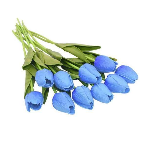Künstliche Tulpen Set mit 10 Stück PU-Blumen Dekoration Wohnzimmer Vasenarrangement Natürliches Interieur-Styling Blumenstrauß | Sansoti