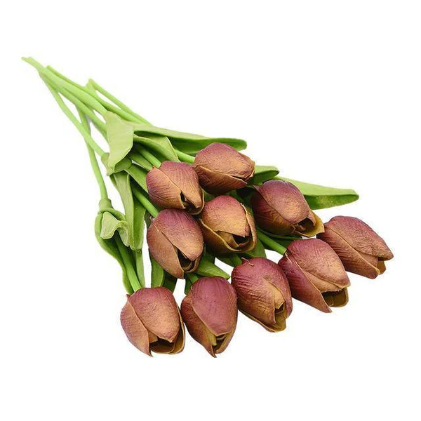 Künstliche Tulpen Set mit 10 Stück PU-Blumen Dekoration Wohnzimmer Vasenarrangement Natürliches Interieur-Styling Blumenstrauß | Sansoti
