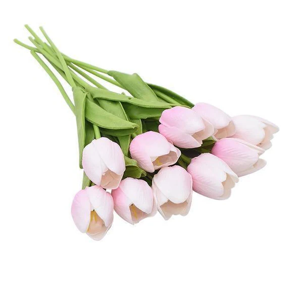 Künstliche Tulpen Set mit 10 Stück PU-Blumen Dekoration Wohnzimmer Vasenarrangement Natürliches Interieur-Styling Blumenstrauß | Sansoti