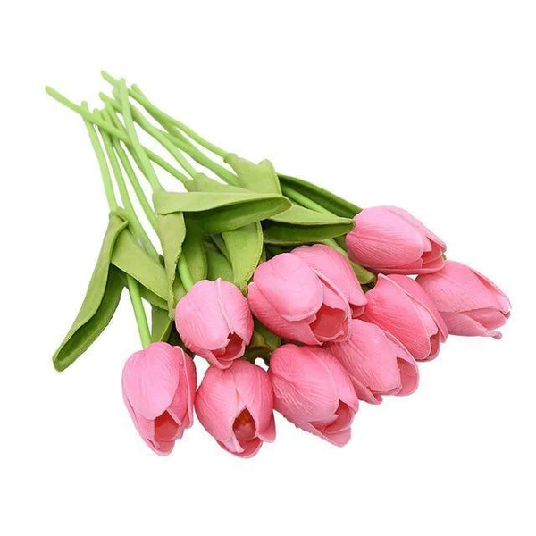 Künstliche Tulpen Set mit 10 Stück PU-Blumen Dekoration Wohnzimmer Vasenarrangement Natürliches Interieur-Styling Blumenstrauß | Sansoti