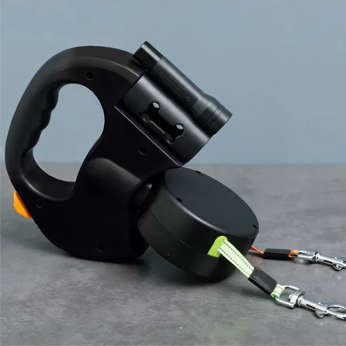 Laisse double pour chiens avec éclairage LED et système rotatif à 360° pour promener en toute sécurité deux chiens jusqu’à 60 kg | Sansoti
