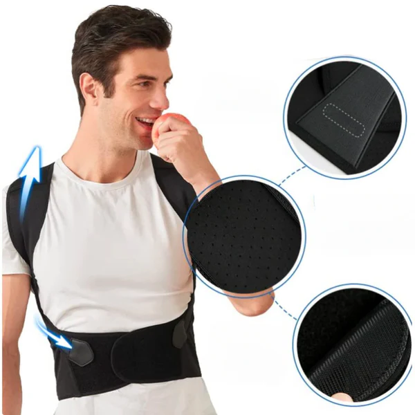 Correcteur de posture réglable avec soutien du dos, noir et rose, pour le confort du cou, des épaules et du dos et l’amélioration de la posture | Sansoti