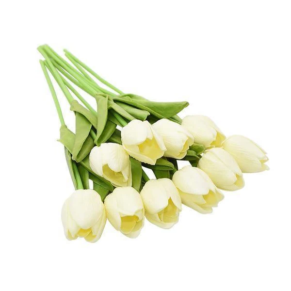 Künstliche Tulpen Set mit 10 Stück PU-Blumen Dekoration Wohnzimmer Vasenarrangement Natürliches Interieur-Styling Blumenstrauß | Sansoti