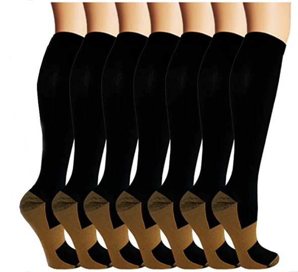 Chaussettes de compression en cuivre, 7 paires, unisexes, pour la récupération sportive, la circulation sanguine et des jambes en bonne santé, pour femmes et hommes | Sansoti