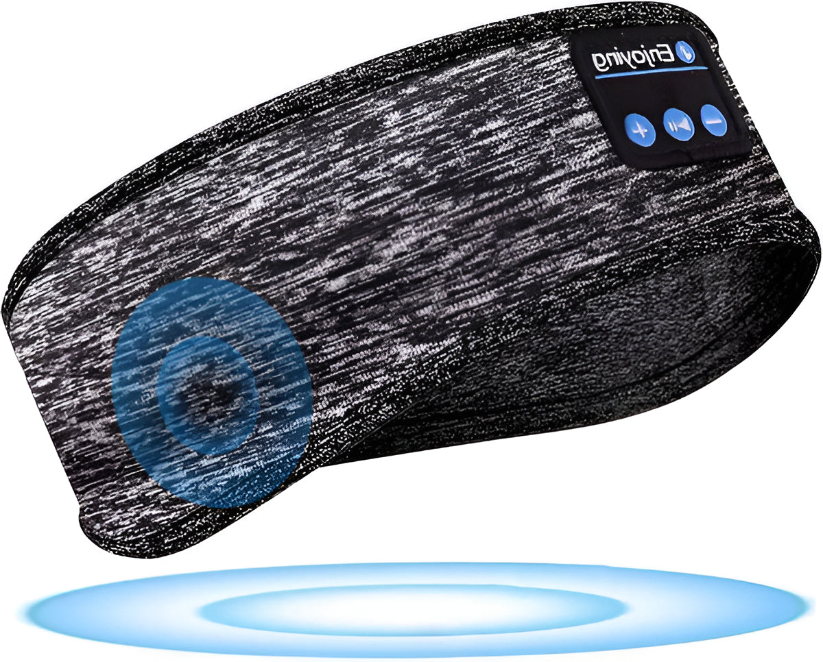 Sleep Headband with Wireless Bluetooth Speakers Cotton Gray Sports Band for Sleeping, Yoga, Running, and Meditation | Sansoti