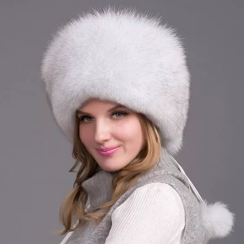 Vossenbont Wintermuts met Oorwarmers Dames Dikke Bontmuts Natuurlijke Vacht Elegante Warme Winterhoed | Sansoti