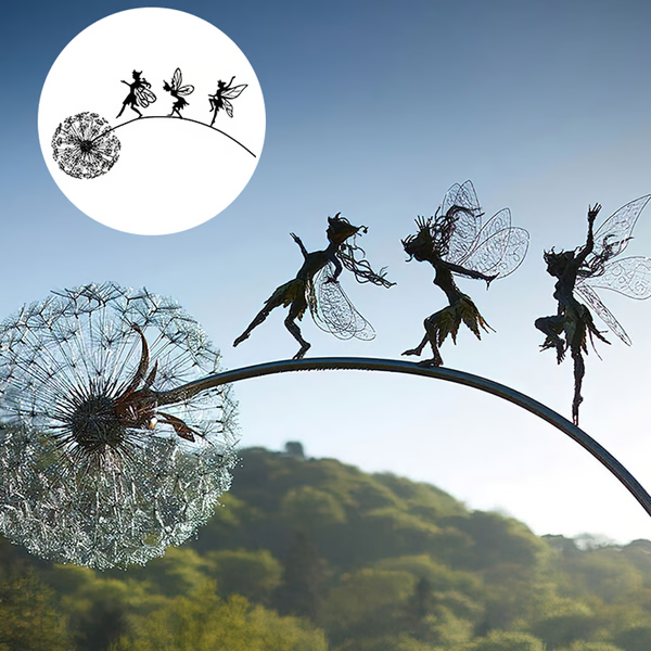 Metallene Feengartenfiguren im Set Wetterfest Dekoration für Garten Terrasse Blumentopf Elegante Skulptur Fantasy-Ornament | Sansoti