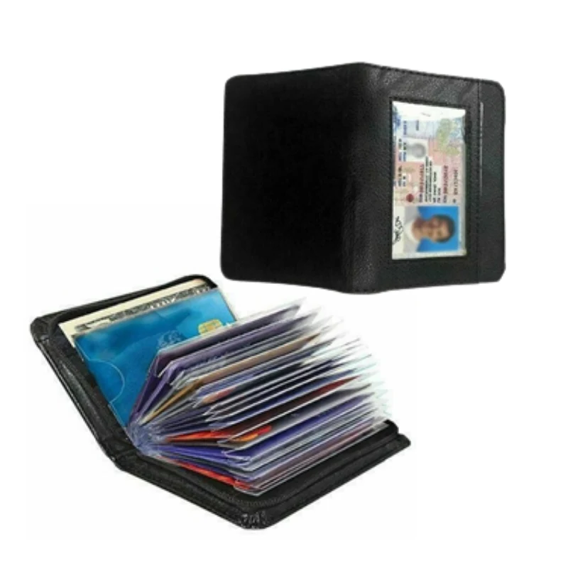 Portefeuille RFID avec fermeture à glissière 36 cartes aspect cuir noir protection porte-passeport portefeuille de voyage pour femme et homme | Sansoti