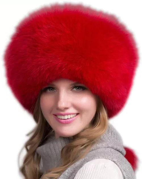 Vossenbont Wintermuts met Oorwarmers Dames Dikke Bontmuts Natuurlijke Vacht Elegante Warme Winterhoed | Sansoti