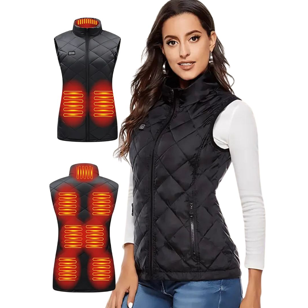 Beheizbare Damen-Weste mit 9 Wärmezonen, USB-Anschluss, Outdoor-Thermobekleidung für den Winter | Sansoti