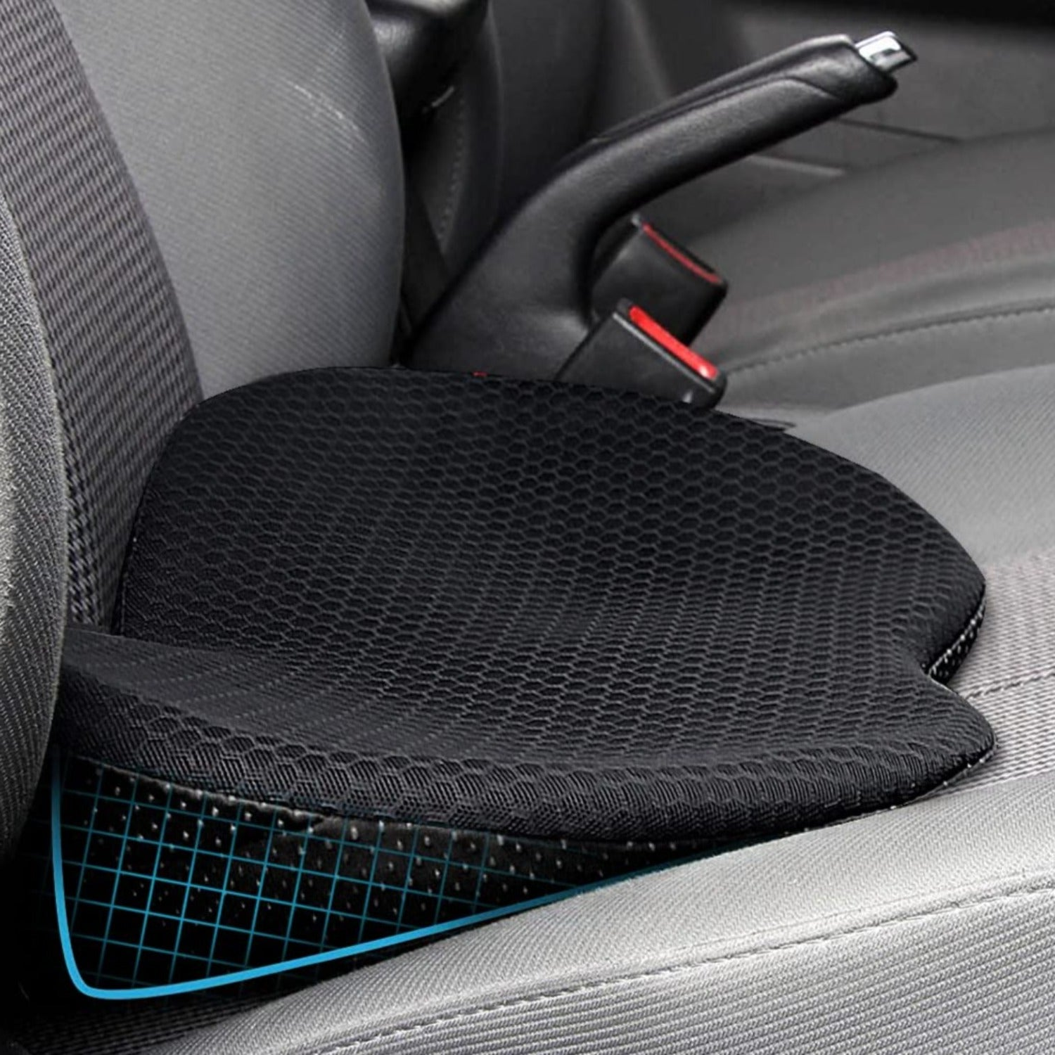 Ergonomiczna podwyższająca poduszka samochodowa z pianką memory foam zapewniająca optymalny komfort jazdy, wsparcie i lepszą widoczność | Sansoti