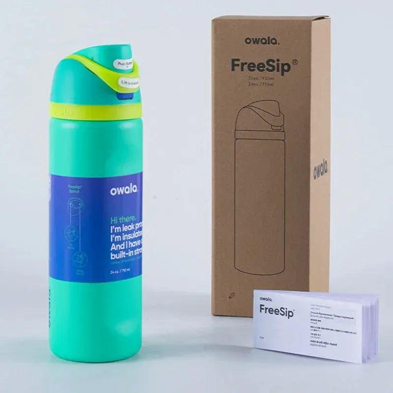 RVS Drinkfles 710ml met Geïntegreerd Rietje Handvat Dubbelwandige Isolatie 24u Koud BPA-Vrij Sport Reizen | Sansoti