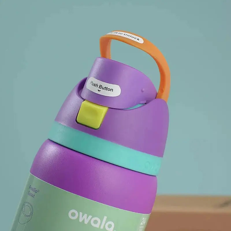 RVS Drinkfles 710ml met Geïntegreerd Rietje Handvat Dubbelwandige Isolatie 24u Koud BPA-Vrij Sport Reizen | Sansoti