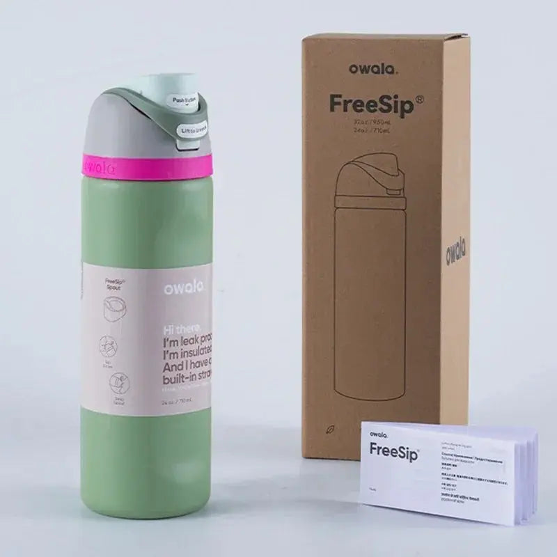 RVS Drinkfles 710ml met Geïntegreerd Rietje Handvat Dubbelwandige Isolatie 24u Koud BPA-Vrij Sport Reizen | Sansoti