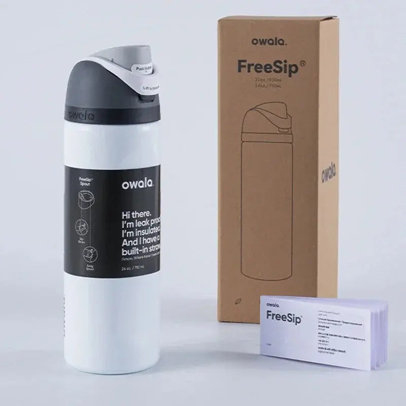 RVS Drinkfles 710ml met Geïntegreerd Rietje Handvat Dubbelwandige Isolatie 24u Koud BPA-Vrij Sport Reizen | Sansoti