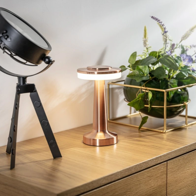 Tafellamp Draadloos Oplaadbaar Dimbaar Metaal LED 3 Lichtkleuren USB-C Goud Zilver Zwart Retro Restaurant Bar Nachtkastje Sfeerlamp Draagbaar | Sansoti